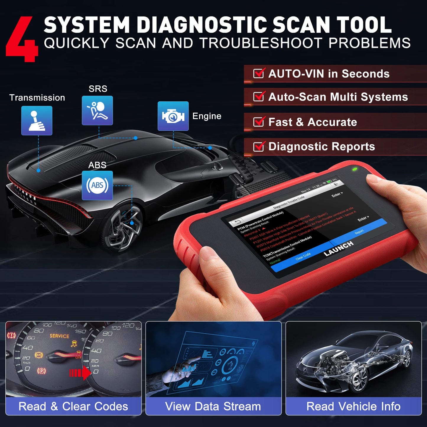 V2.0 OBD2 4 System Car diagnostic tool