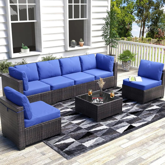 7-Piece Modular Outdoor Furniture Set, PE Rattan Wicker
