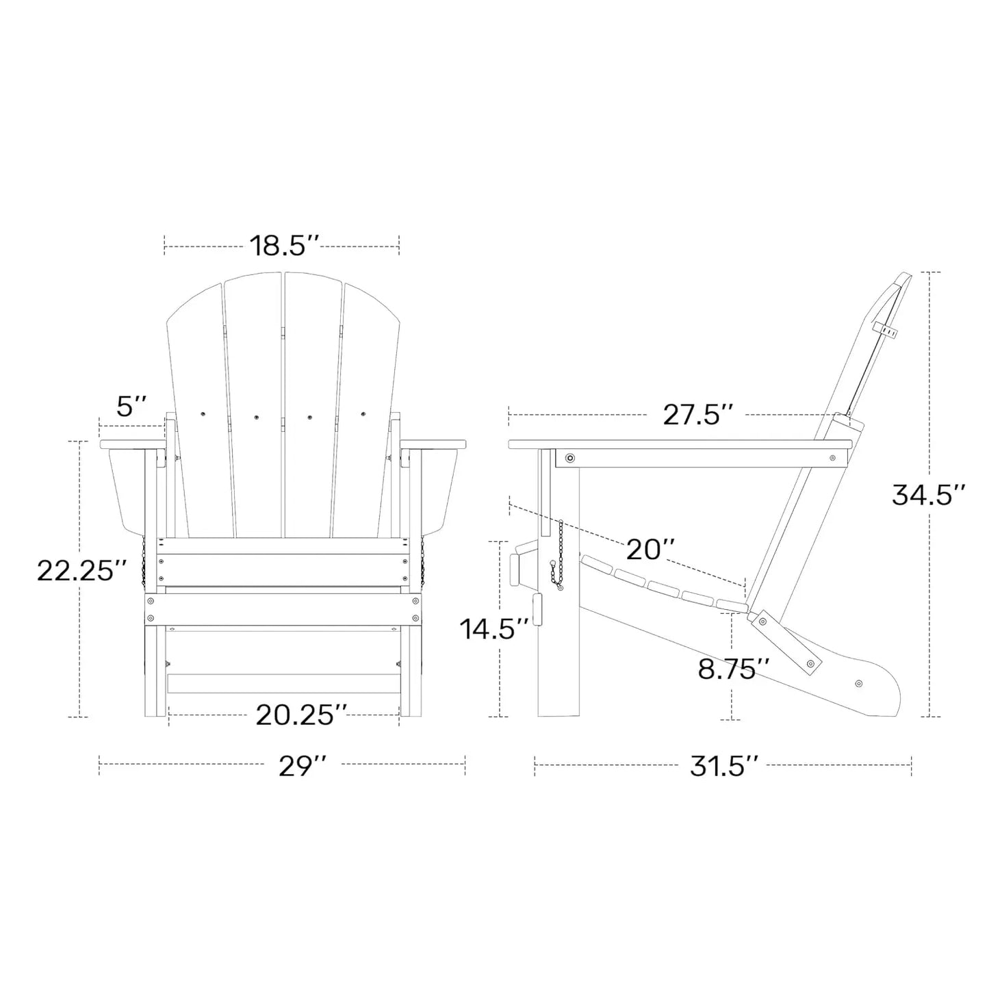 Folding Poly Adirondack Chair (Set of 4)