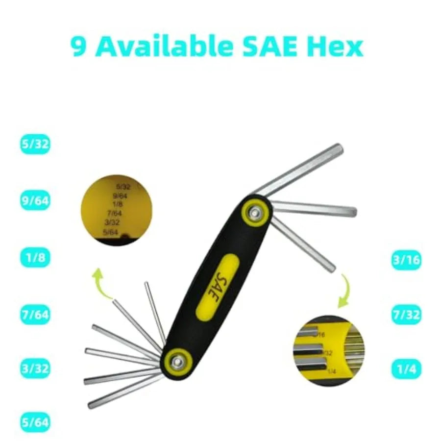 Folding Allen Wrench Set Metric and SAE
