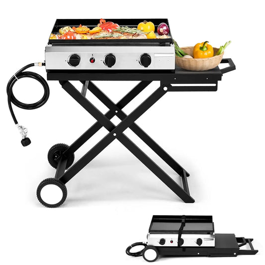3 Burner Foldable Propane Griddle with Wheels