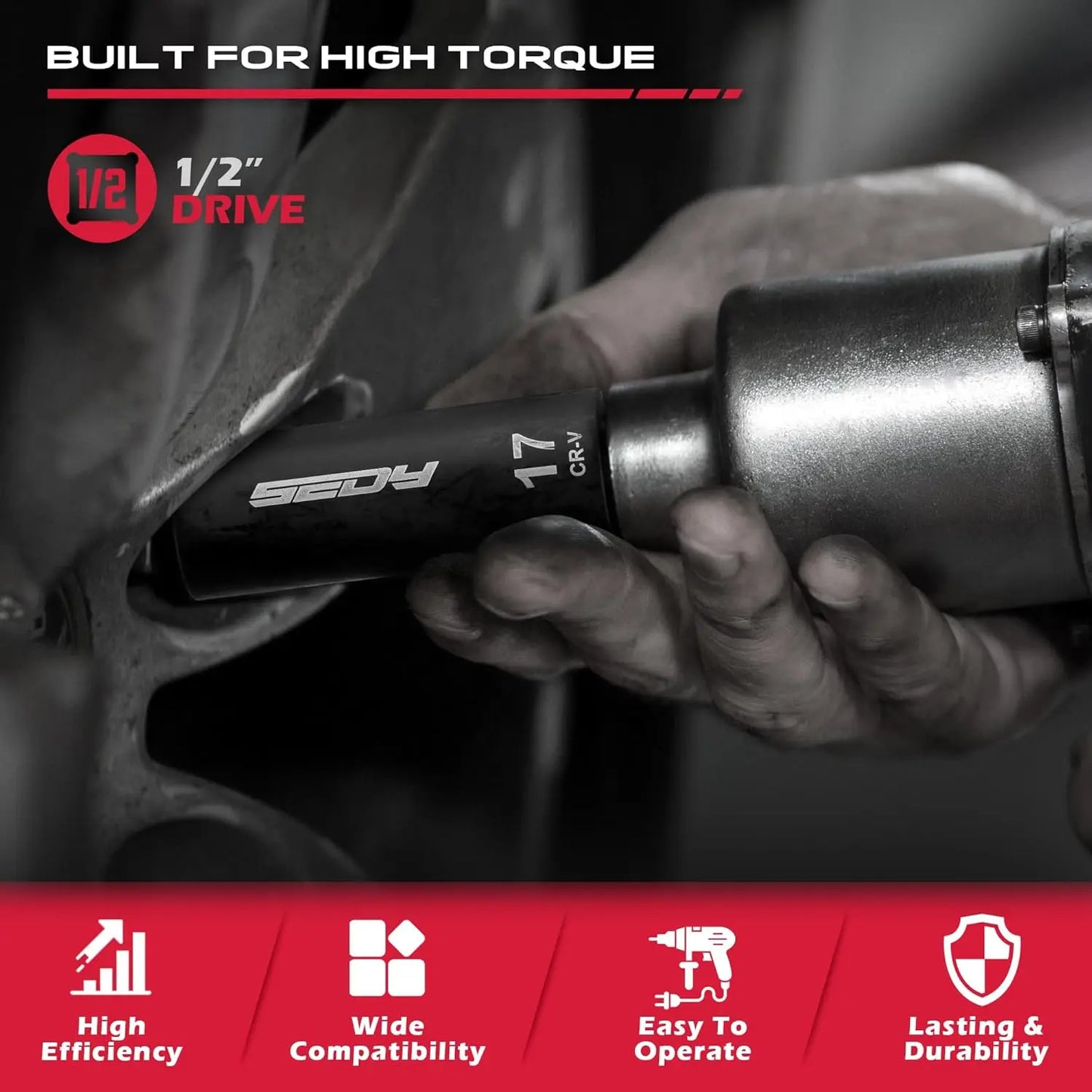 29-Piece 1/2" Drive Impact Socket Set, SAE & Metric