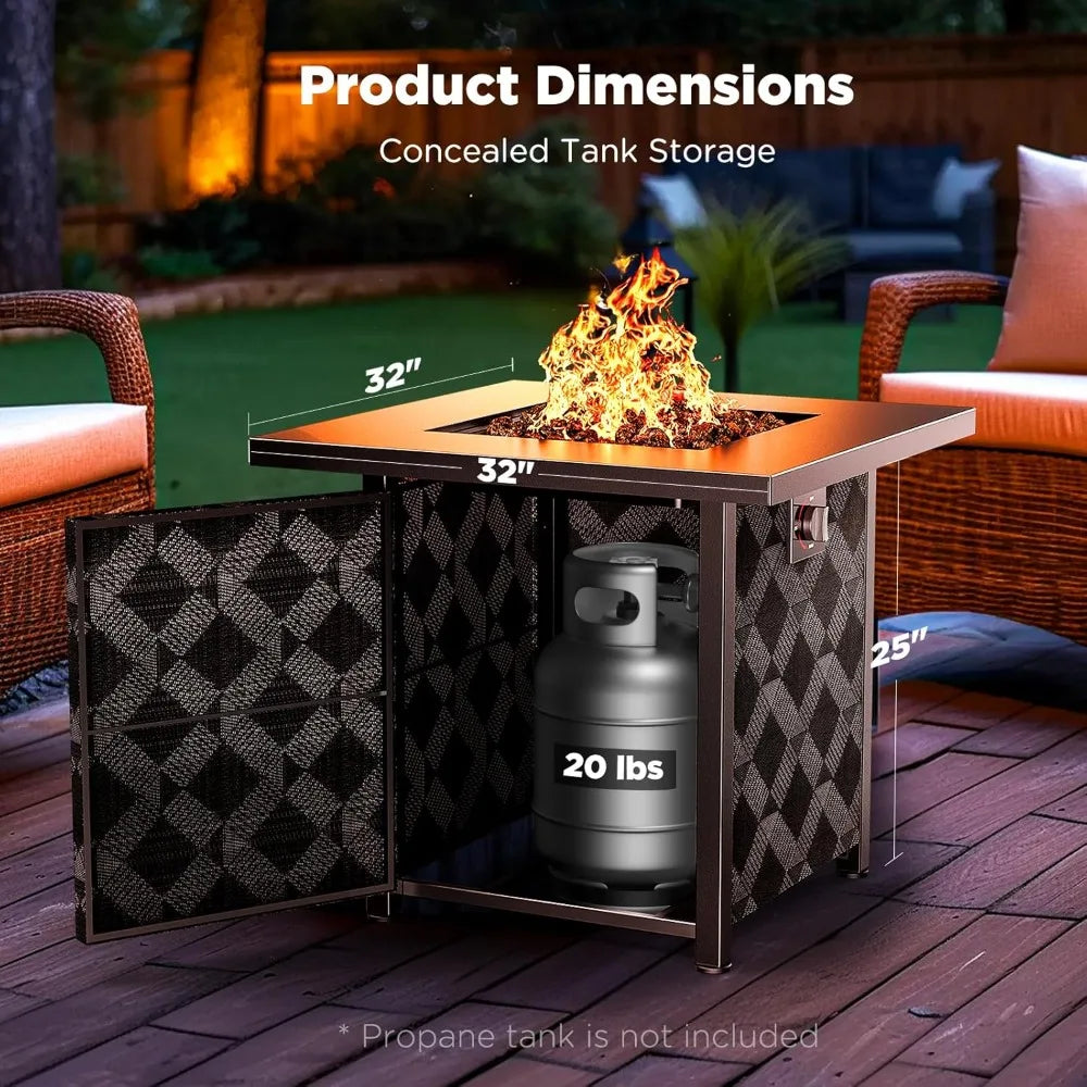 32 Inch Propane Fire Pit Table, 50000 BTU