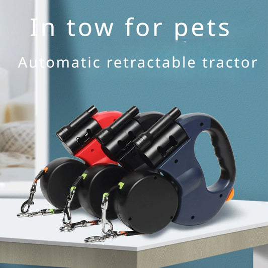 Automatic retractable leash with flashlight
