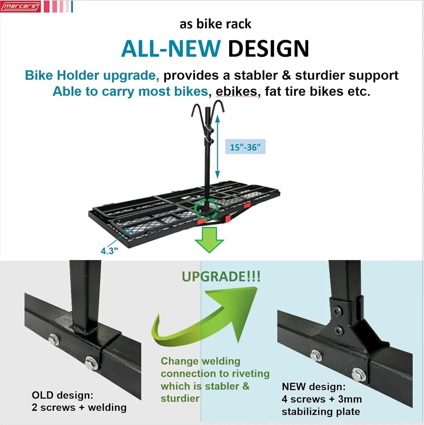 Bike Rack Fits 2 Fat-Tire Electric Bicycle