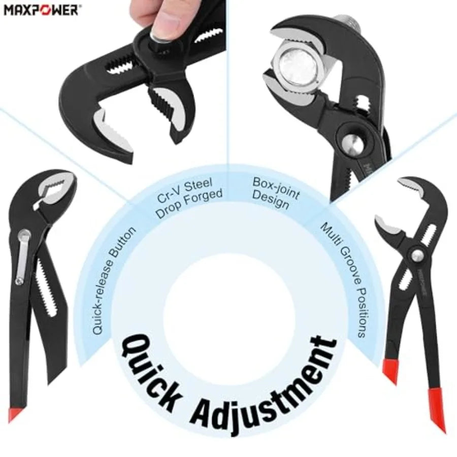 3-Piece Water Pump Pliers Set 7" 10" 16"