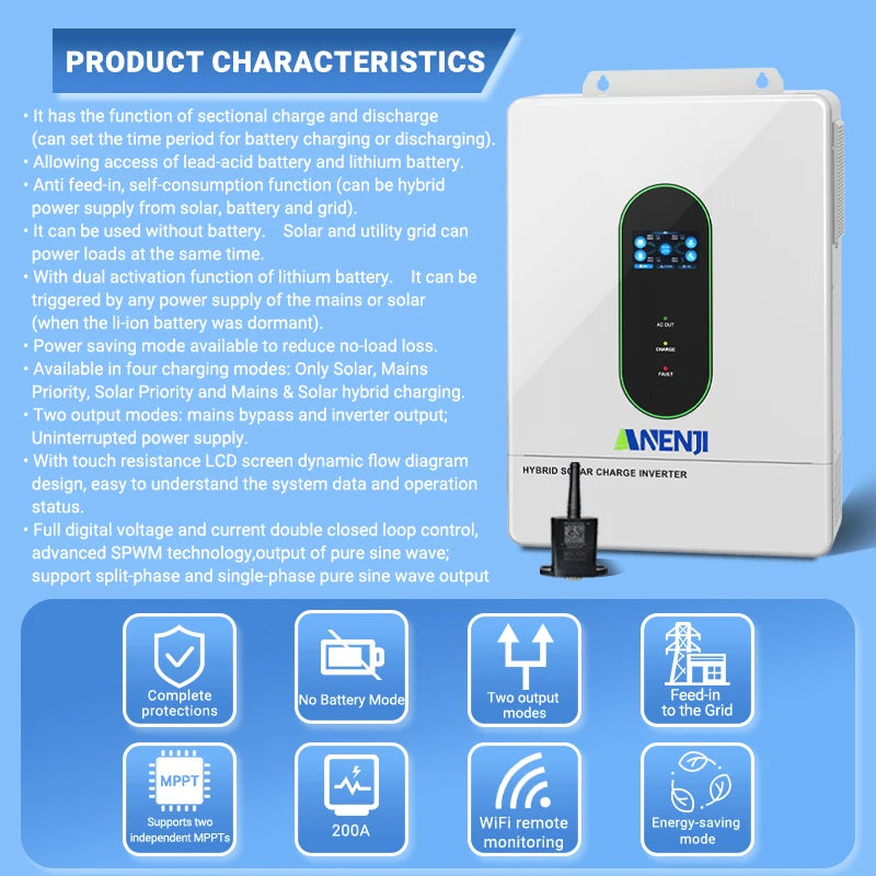 120V/220V 12KW hybrid solar inverter 48V