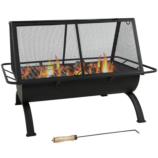 36 in Steel Fire Pit with Grate, Poker, and Cover