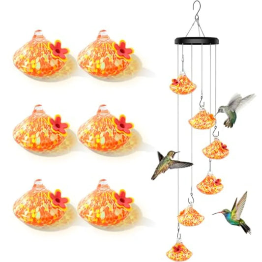 Wind Chime Glass Hummingbird Feeder