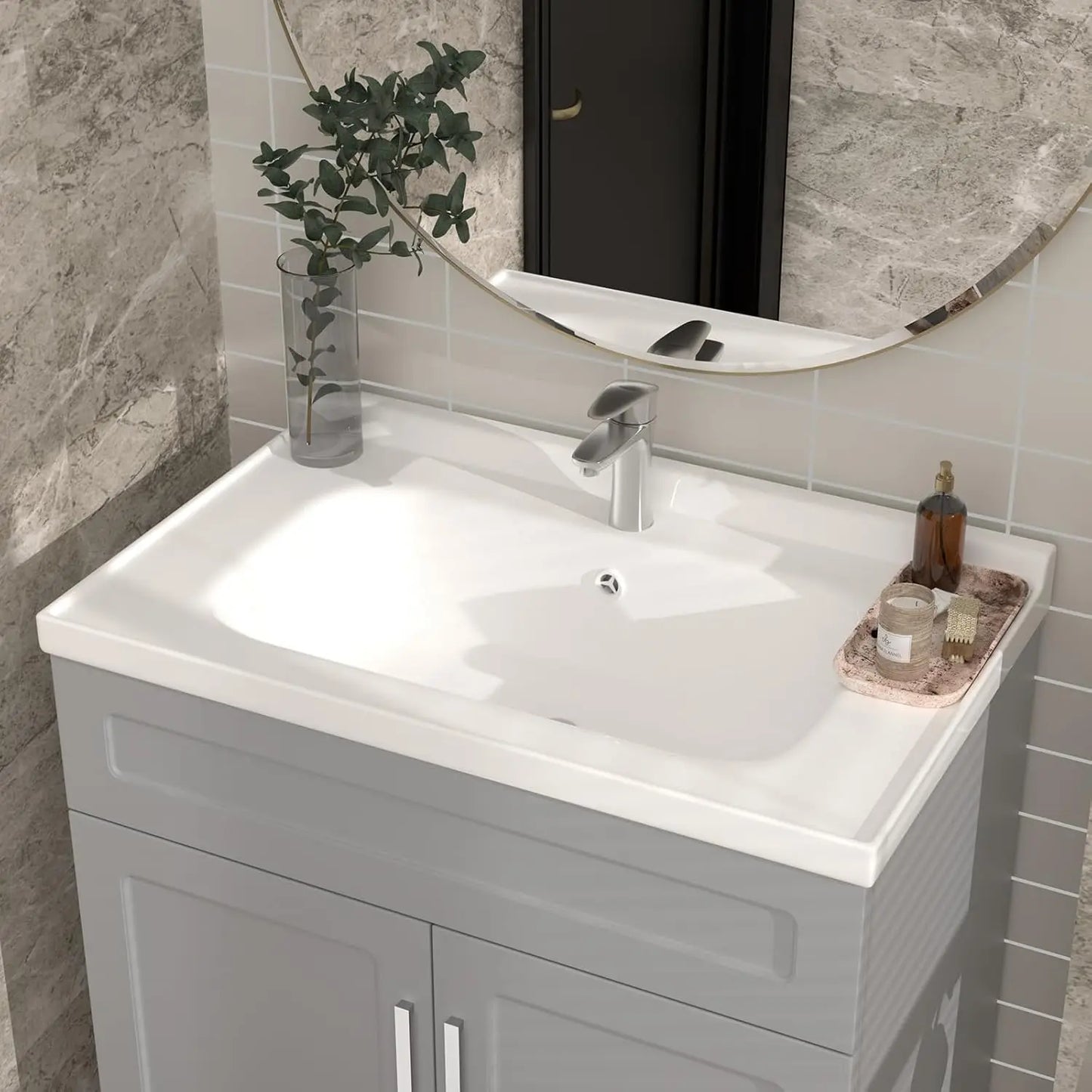 Bathroom Vanity with Ceramic Sink, 32-Inch