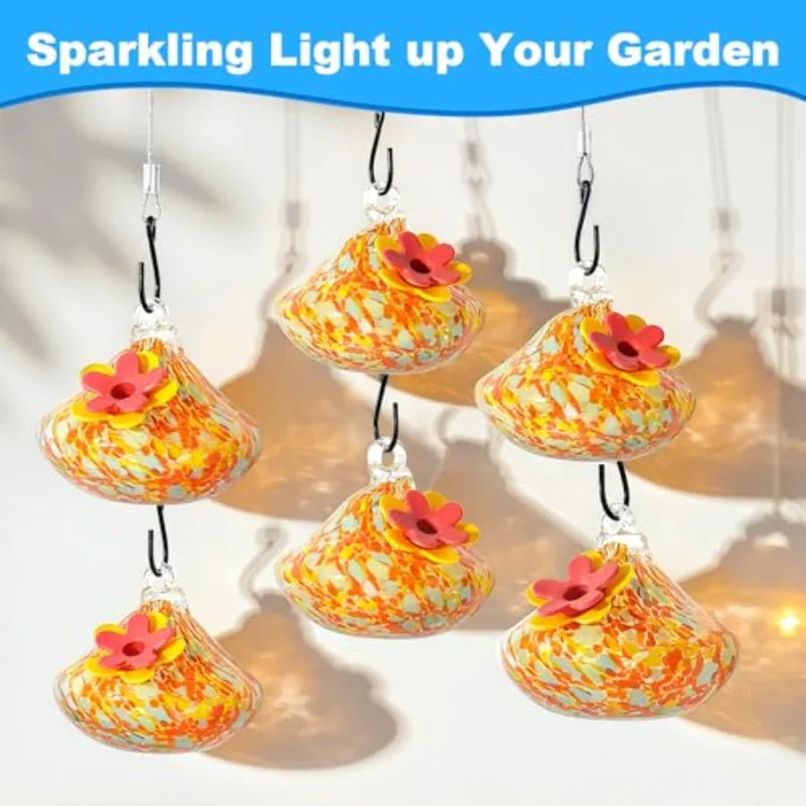 Wind Chime Glass Hummingbird Feeder