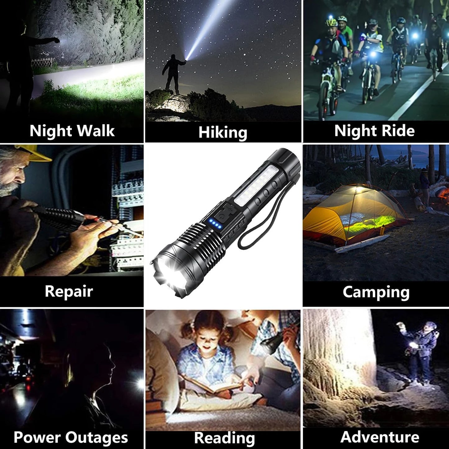 Rechargeable, Super Bright Flashlight, 7 Modes