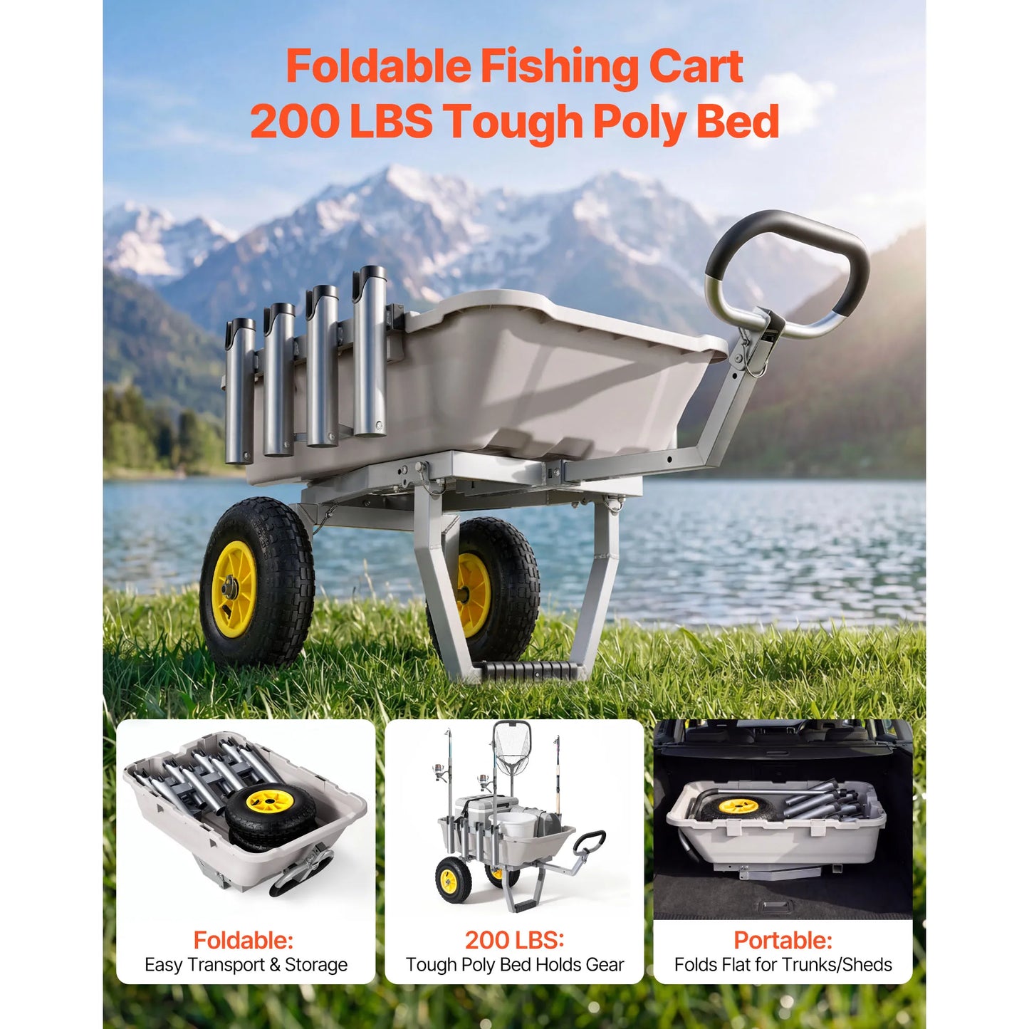 Foldable Beach Fishing Cart