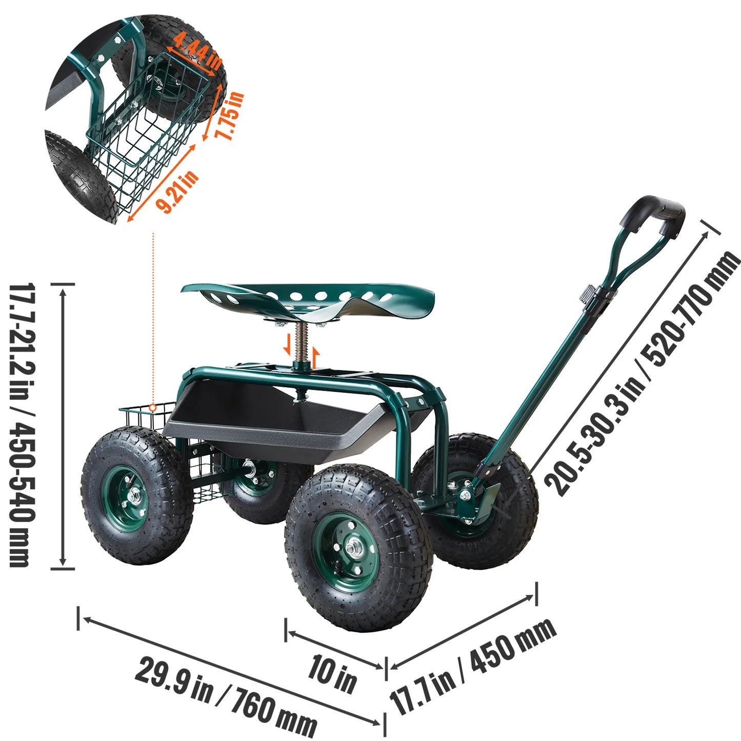 Garden Cart Rolling Workseat