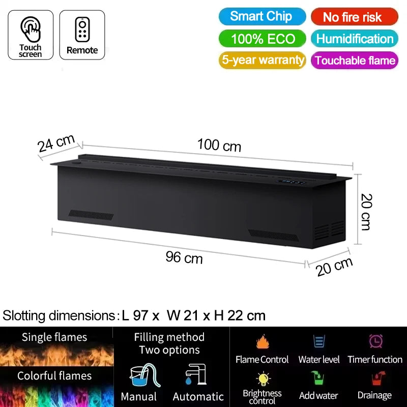 Smart Water Vapor Fireplace, 3D Flame Effect