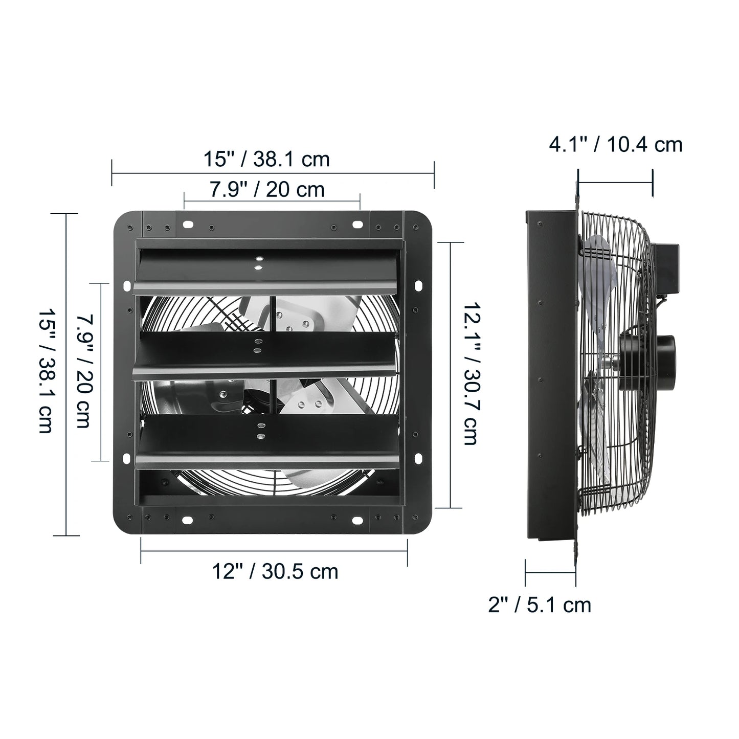 Wall Mount Attic Shutter Exhaust Fan AC