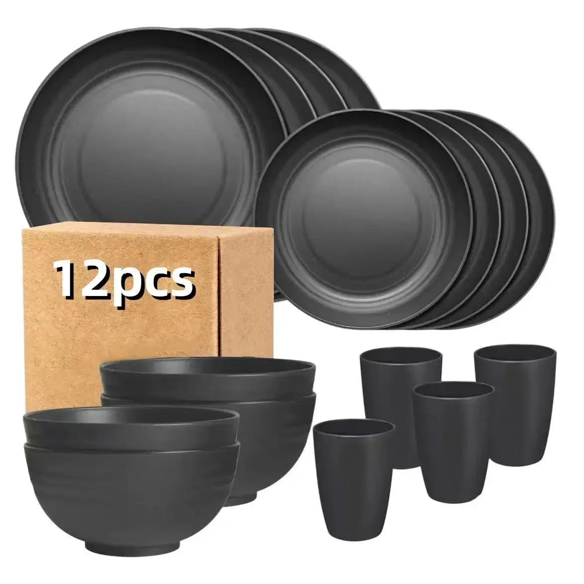 12pc Plastic Dishes For Camping, Party