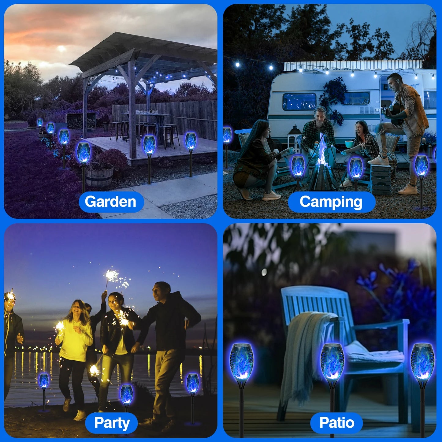 8 Pack Solar Lights Outdoor Blue