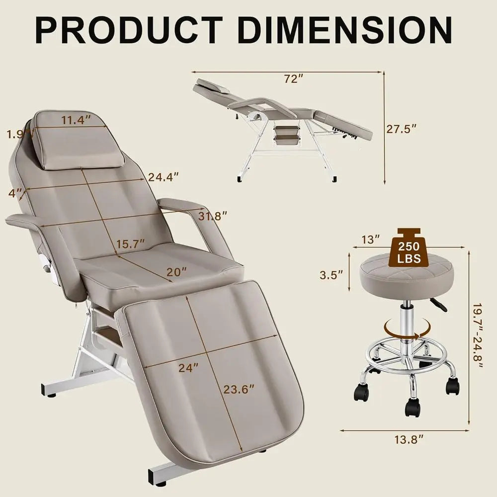 Gray Tattoo Chair with Stool