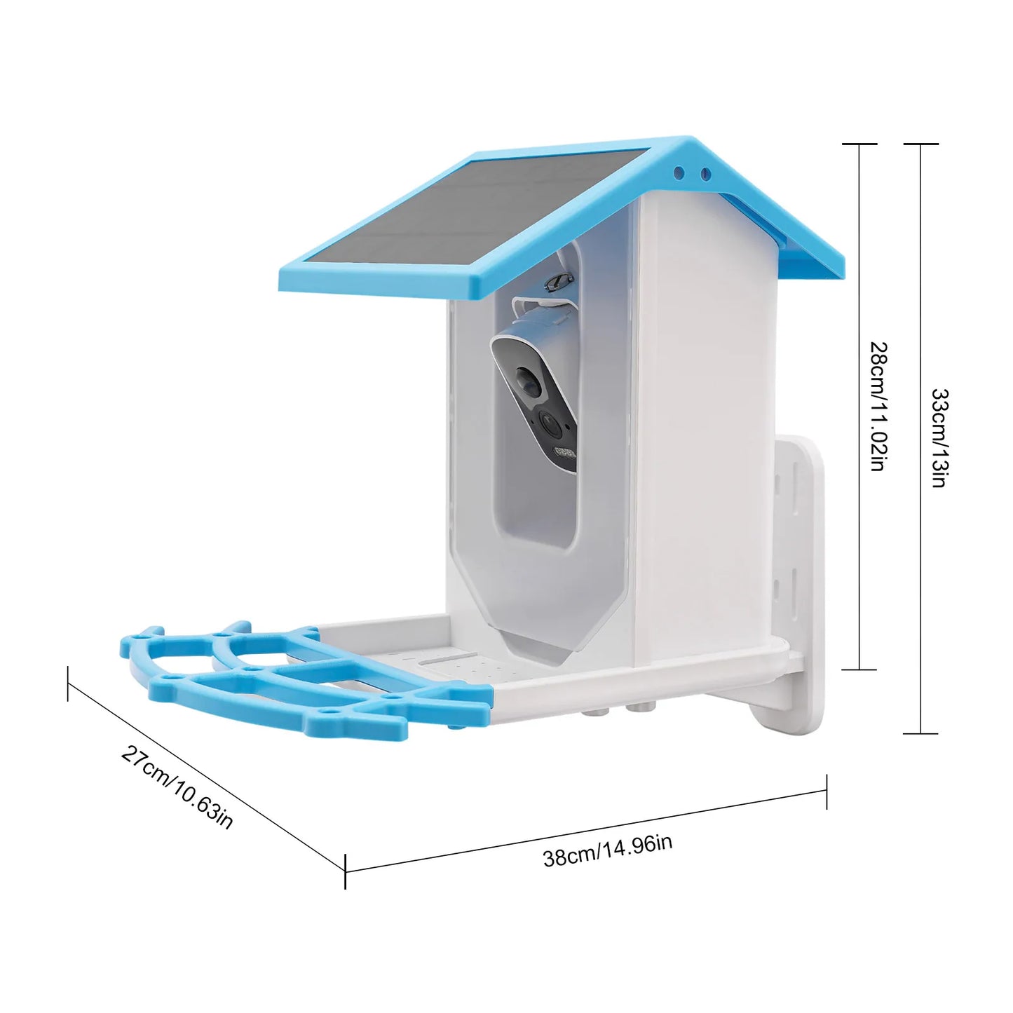 Solar Powered Bird Feeder with 2.5K HD Camera, Smart AI Bird Recognition & Night Vision, 5000mAh Battery + 3W Solar Panel, IP65 Weatherproof for Outdoor Garden