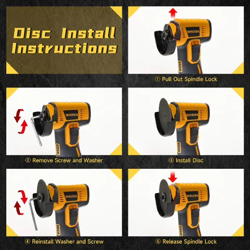 19800 RPM Mini Wireless Angle Grinder