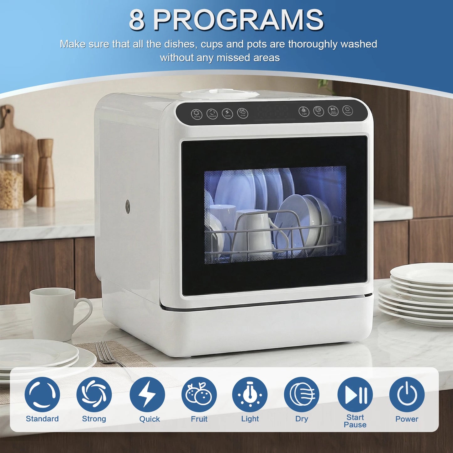 Mini Dishwasher with 6L Built-in Water Tank