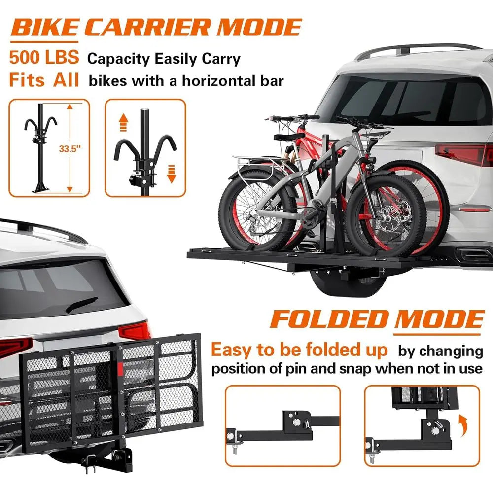 Hitch Cargo Carrier with Bike Rack  500 LBS Capacity