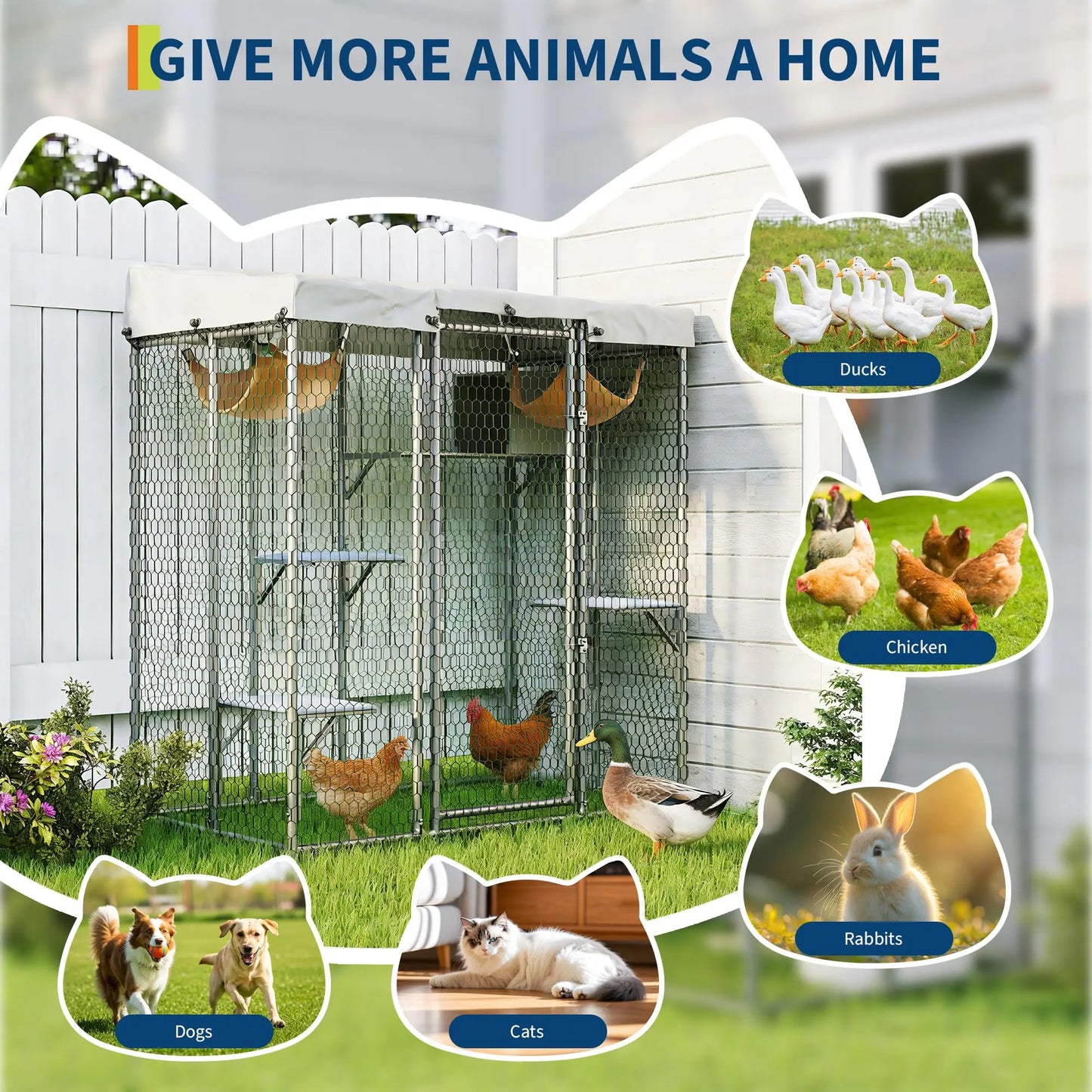 Cat House Enclosure with Roof, Window Access