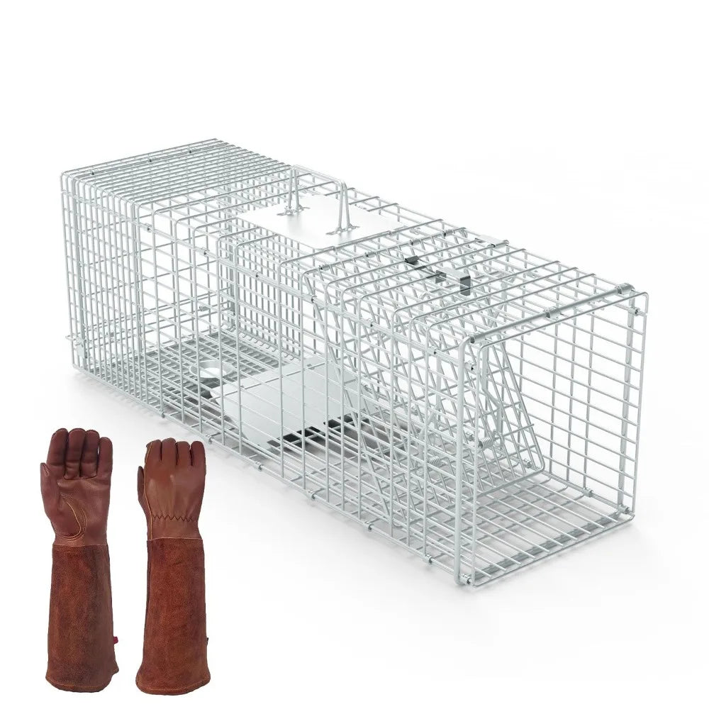 Live animal cage trap with Gloves
