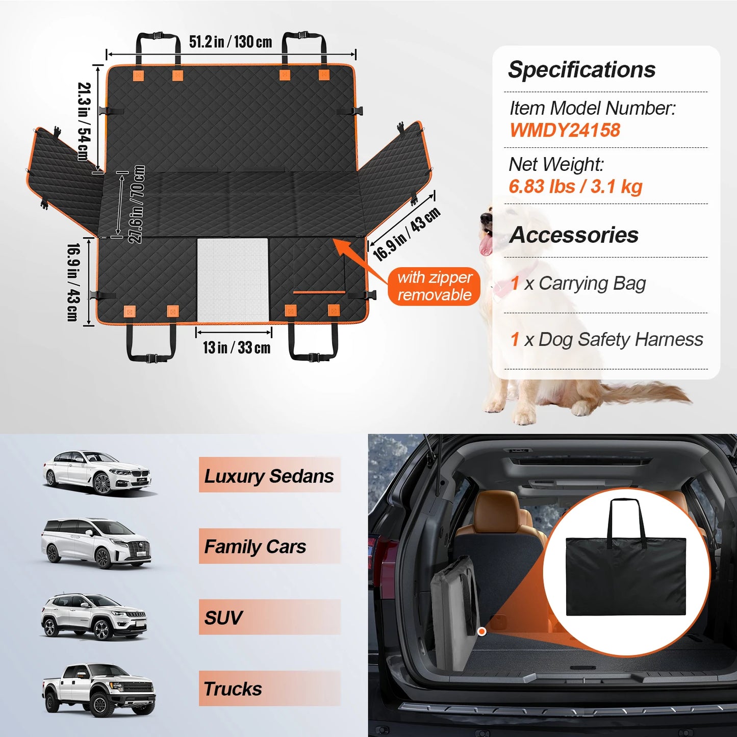 Dog Car Seat Cover for Back Seat