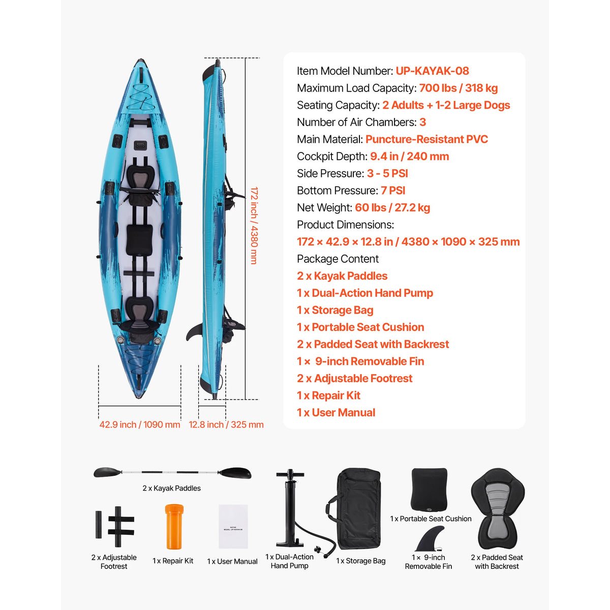 Inflatable Kayak 2-Person