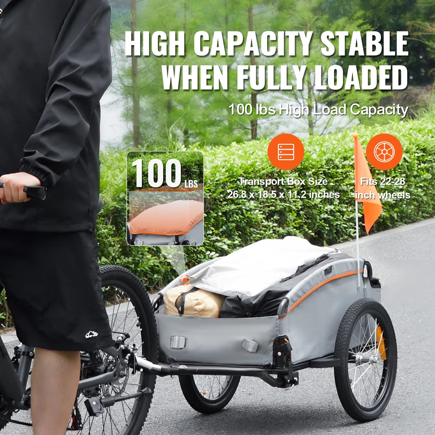 100lbs Bike Cargo Trailer Foldable