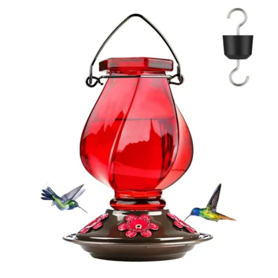 Hummingbird Feeder, Hand Blown Glass