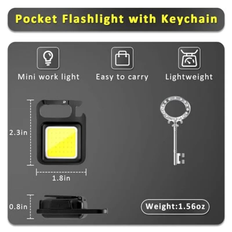 2pcs Super Bright MINI COB Keychain Flashlight