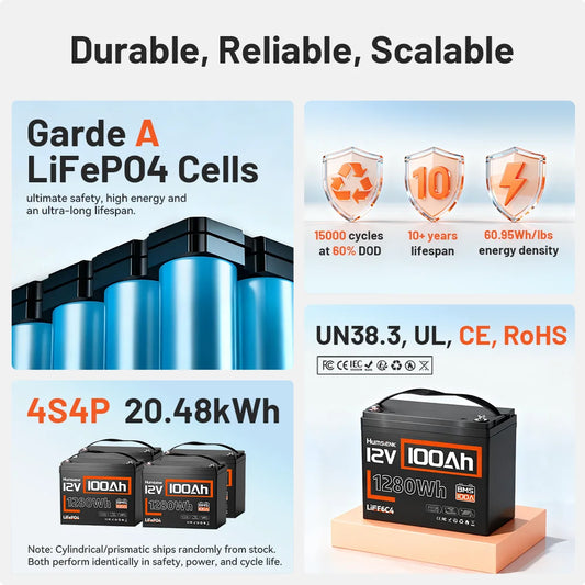 LiFePO4 Lithium Battery 12V 100AH BMS 100A