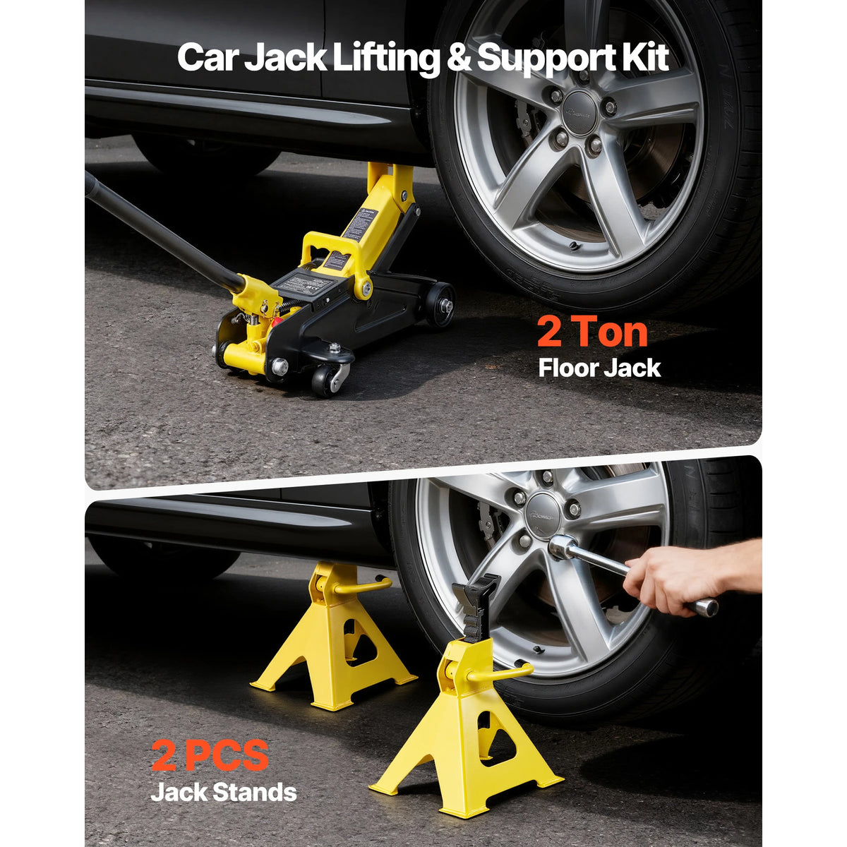 Low Profile Floor Jack with Stands