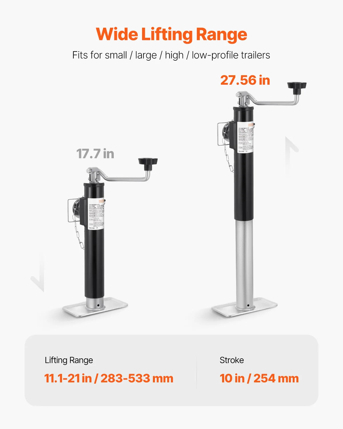 2000 lbs Trailer Jack Stand 10" Lift Weld-on Pipe-Mount Bracket Support Legs Corner Steady Camper Parts for RV Yacht
