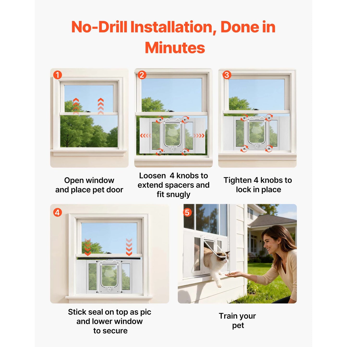 Cat Door for Window Adjustable