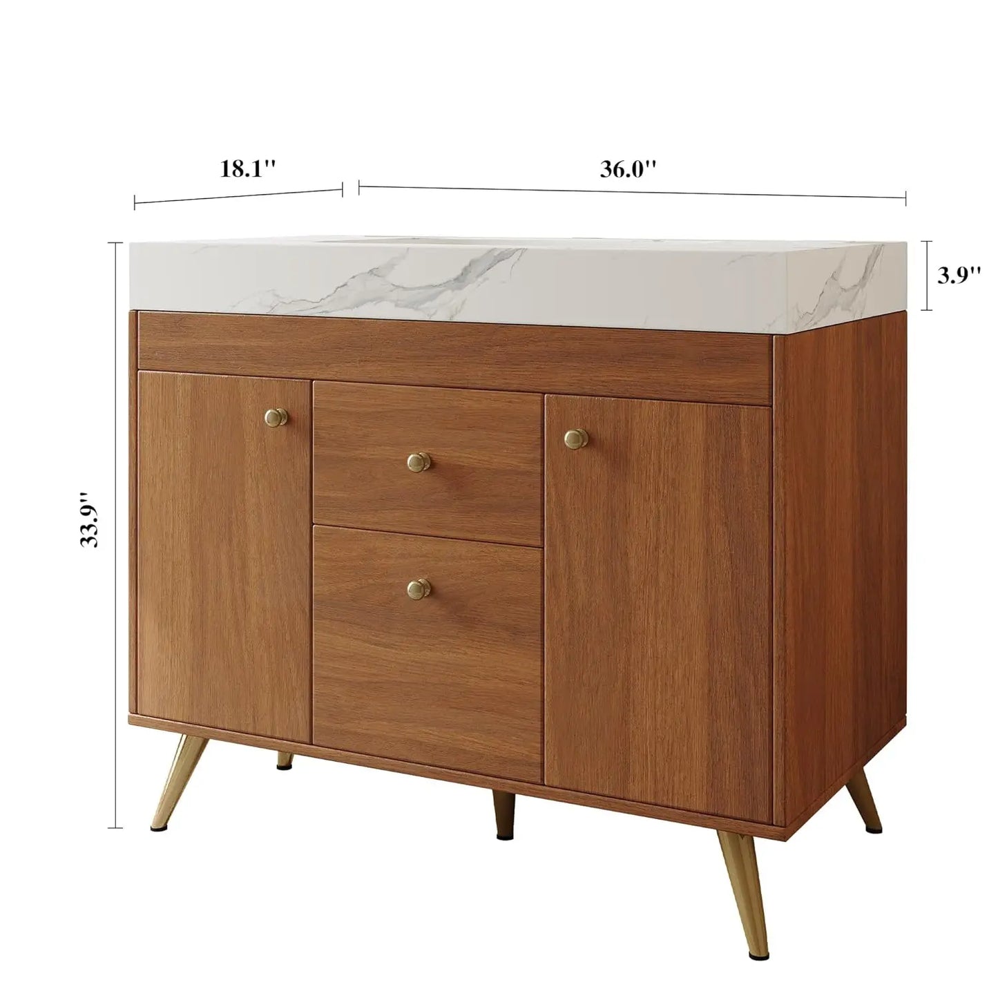 36in Freestanding Bathroom Vanity Ceramic Sink