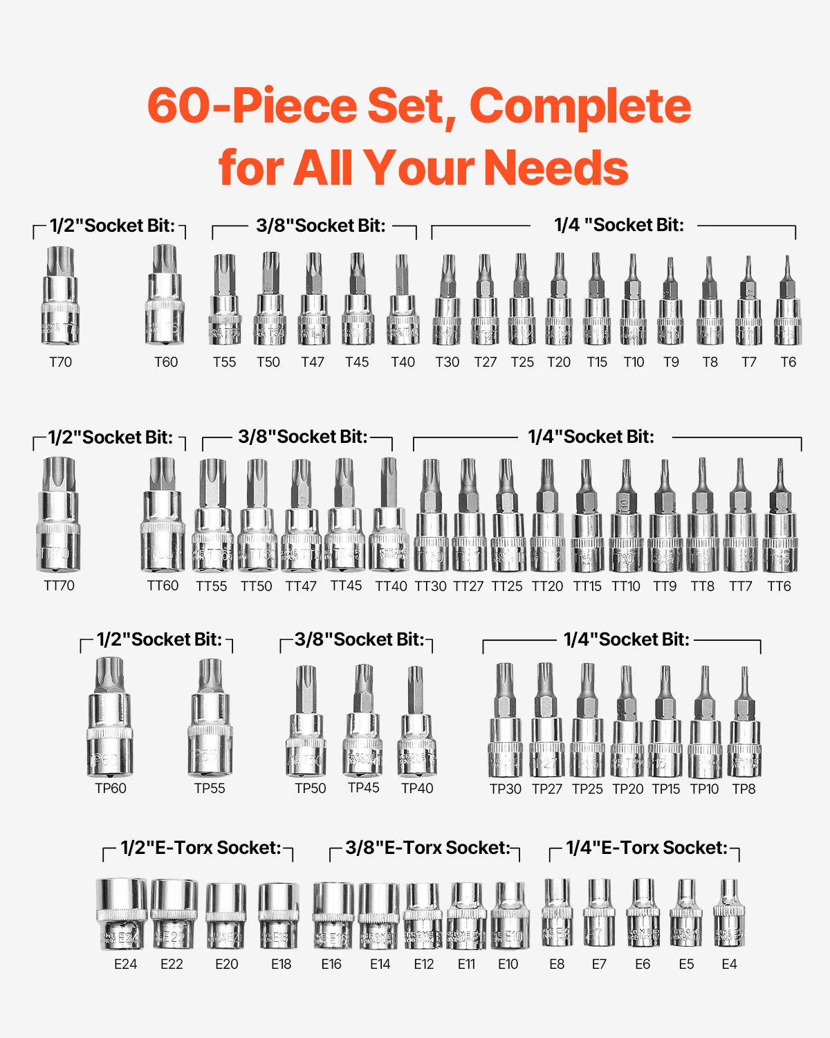Torx Bit Socket Set 60-Piece