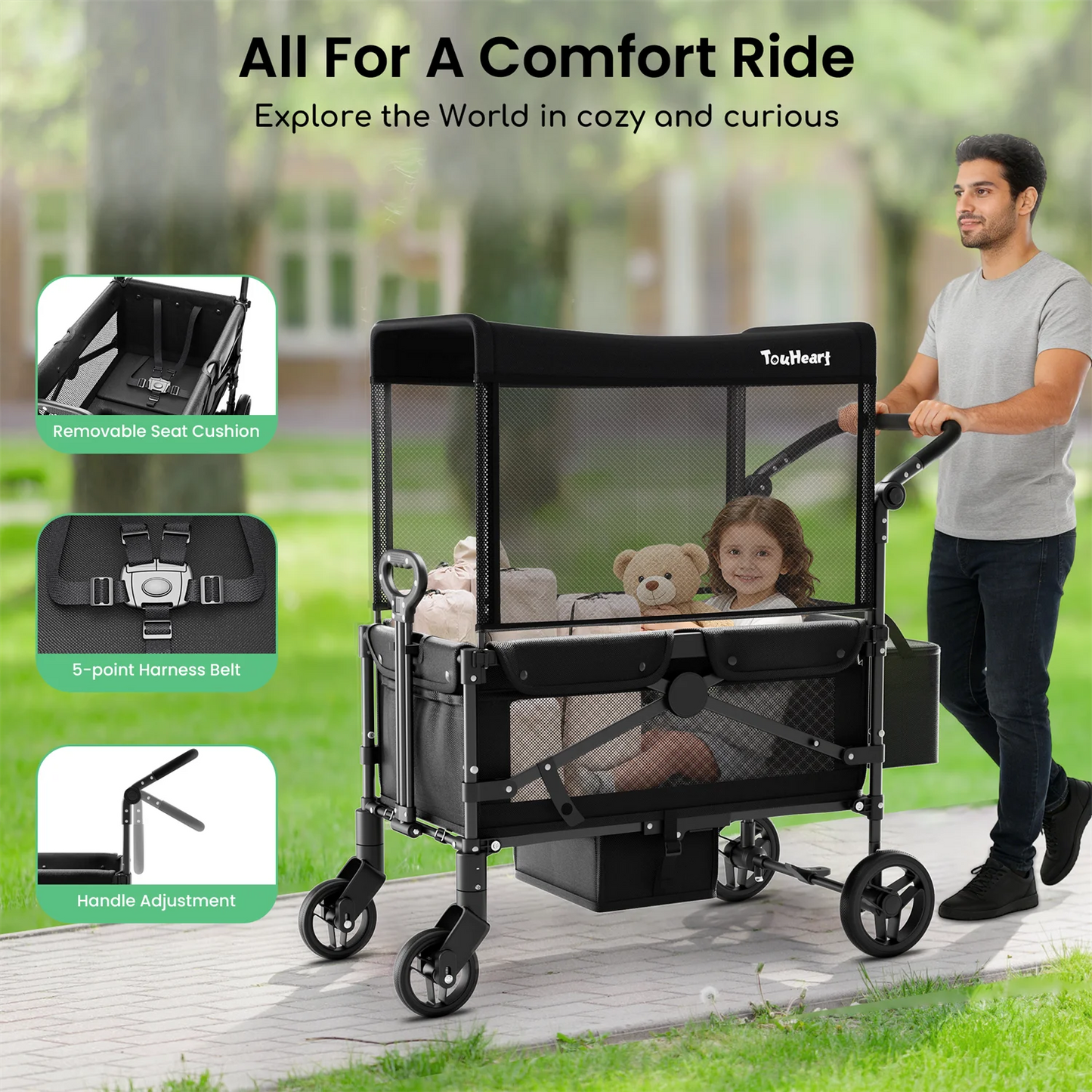 2 Seat Wagon Stroller For 2 Kids