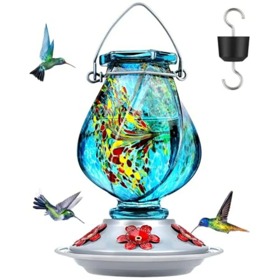 Hummingbird Feeder, Hand Blown Glass