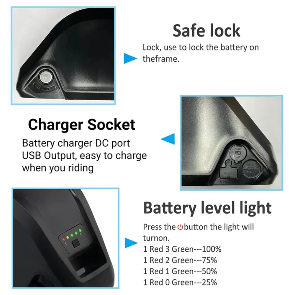 36V 48V 52V Ebike Battery with Charger