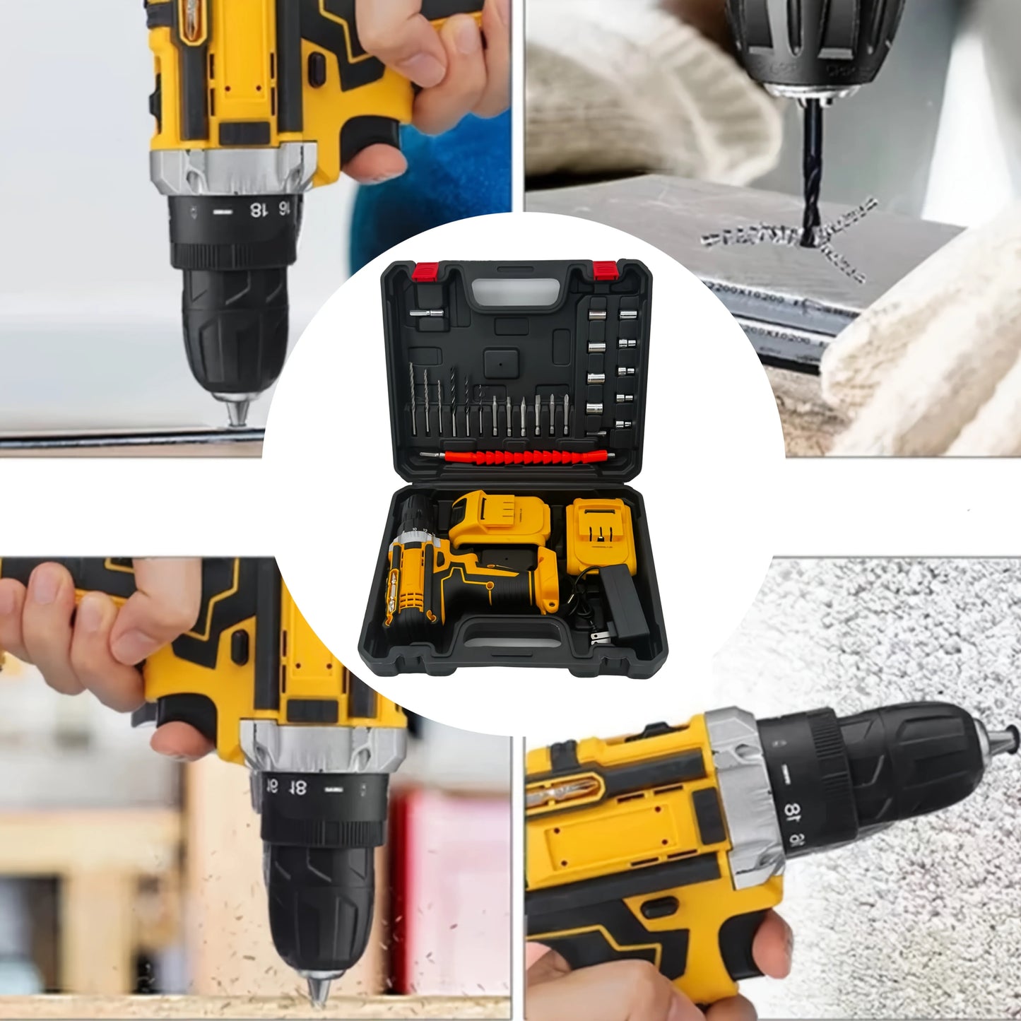 Dual-Battery Drill Kit with LED Light And Carry Case