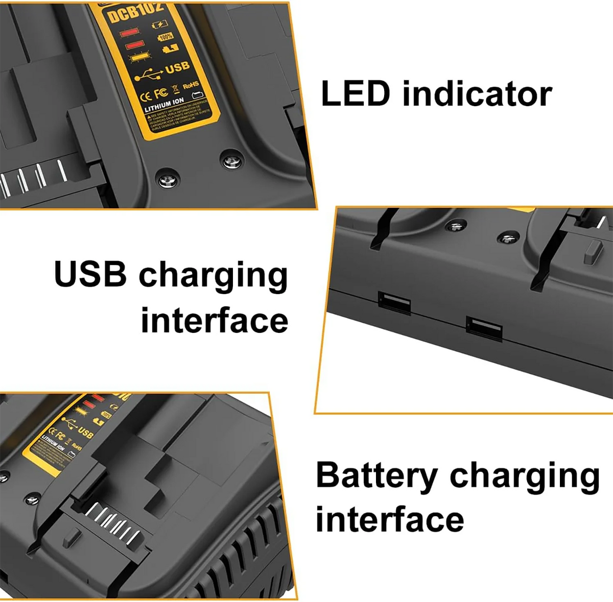 3A Fast Dual Charger For Dewalt 12V 20V Lithium Battery