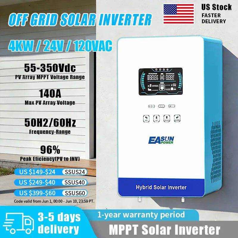 4KW 24V Hybrid Inverter 140A MPPT Solar Charger