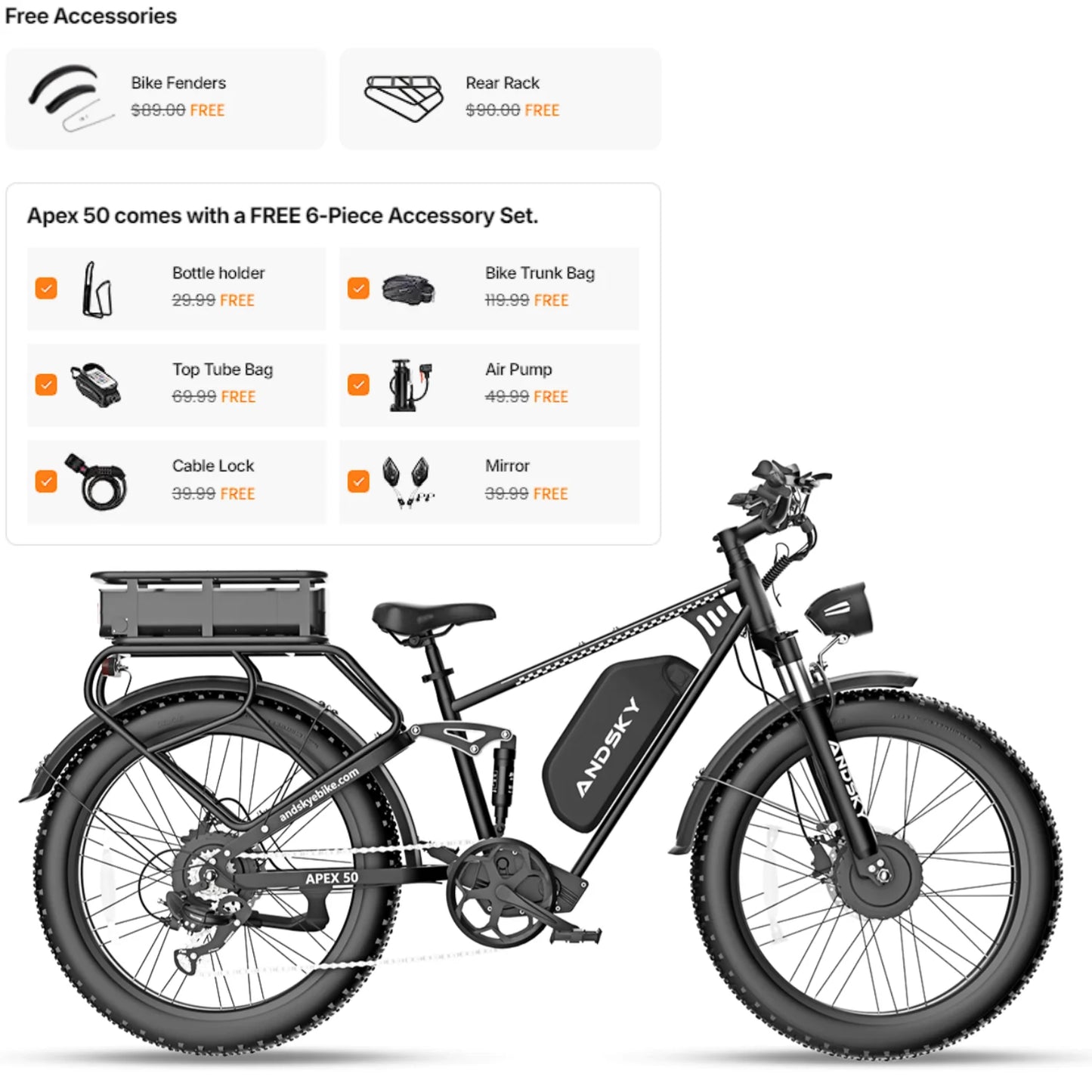 AWD Dual Motor Electric Bike 26"x4" Fat Tire