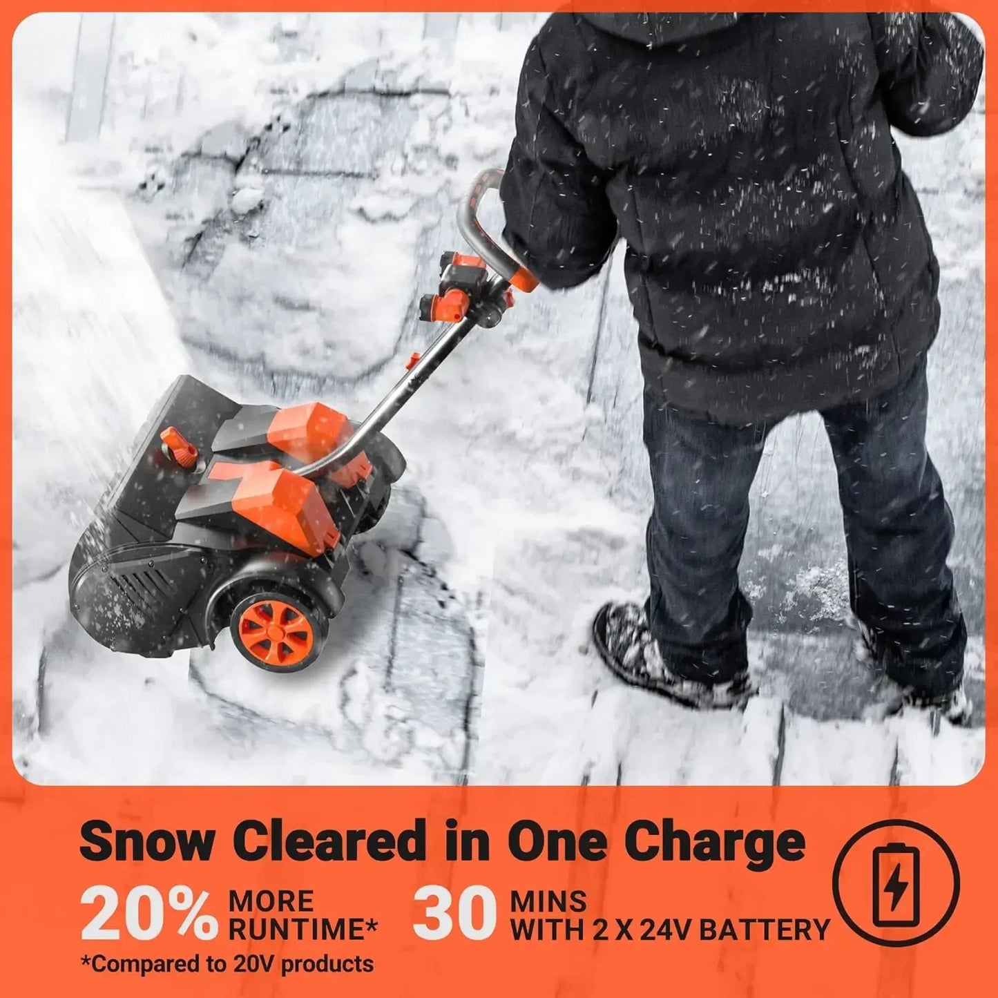 Cordless Snow Shovel with Wheels, 48V