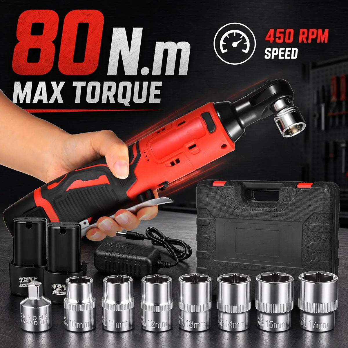 3/8" Electric Ratchet Wrench Set 12V