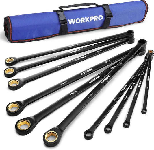 Extra Long Ratcheting Wrench Set, 10-Piece Metric
